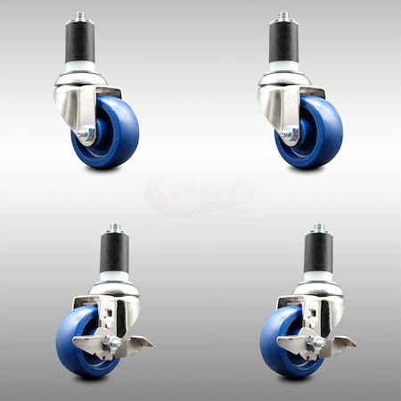 Service Caster 3 Inch 316SS Solid Poly Swivel 1-1/2 Inch Expanding Stem Caster Brake SCC, 2PK SCC-SS316EX20S314-SPUS-2-TLB-2-112